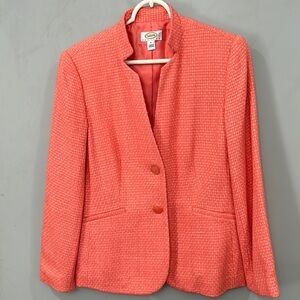 Talbots Coral pink tweed blazer 8p